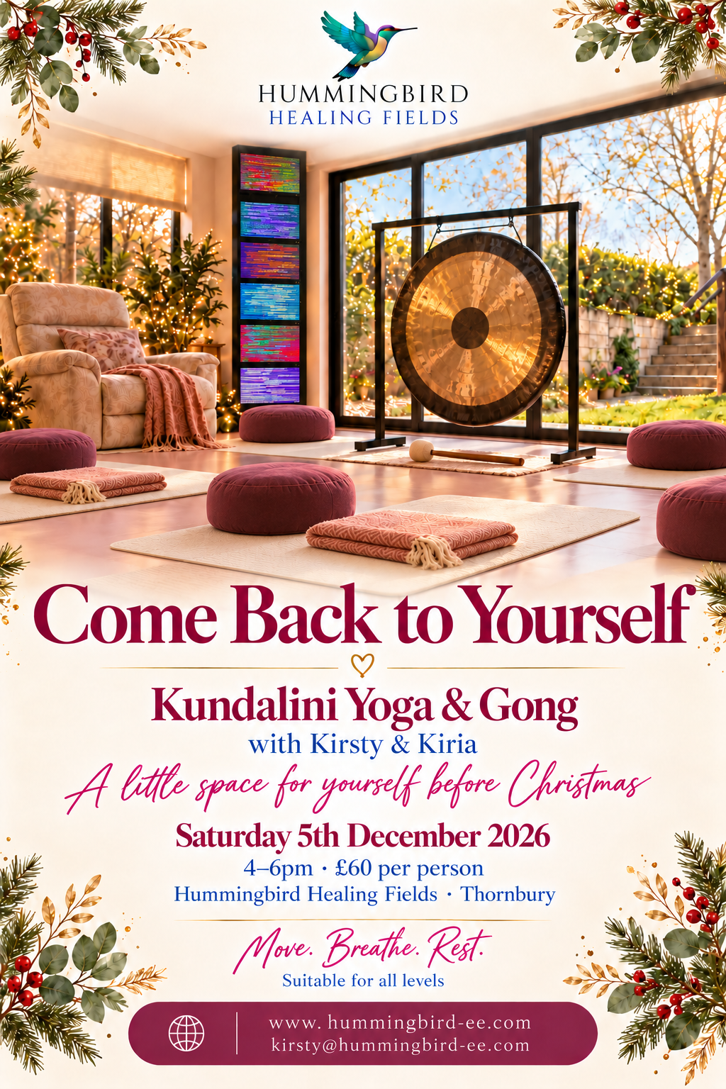 Come Back To Yourself Event Flyer Yoga And Gong Dec 2026